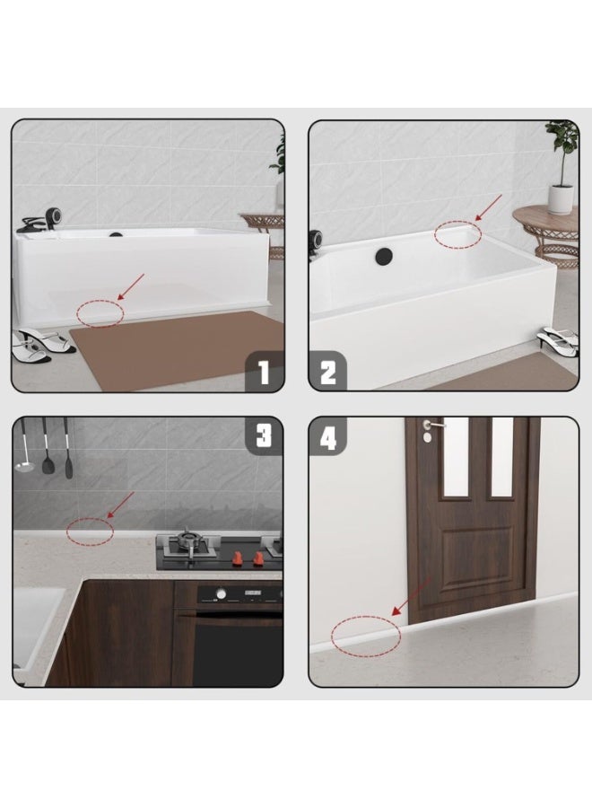 FAYET 2M Silicone Shower Water Stopper Strip, Self-Adhesive Bath and Kitchen Countertop Sealing Trim, Waterproof Floor Flood Barrier(black and white) - Image 2